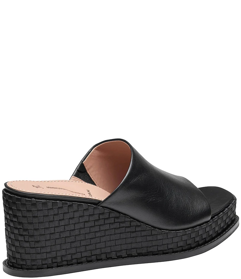 Johnston & Murphy Women's Mallory Leather Wedge Slide Sandals