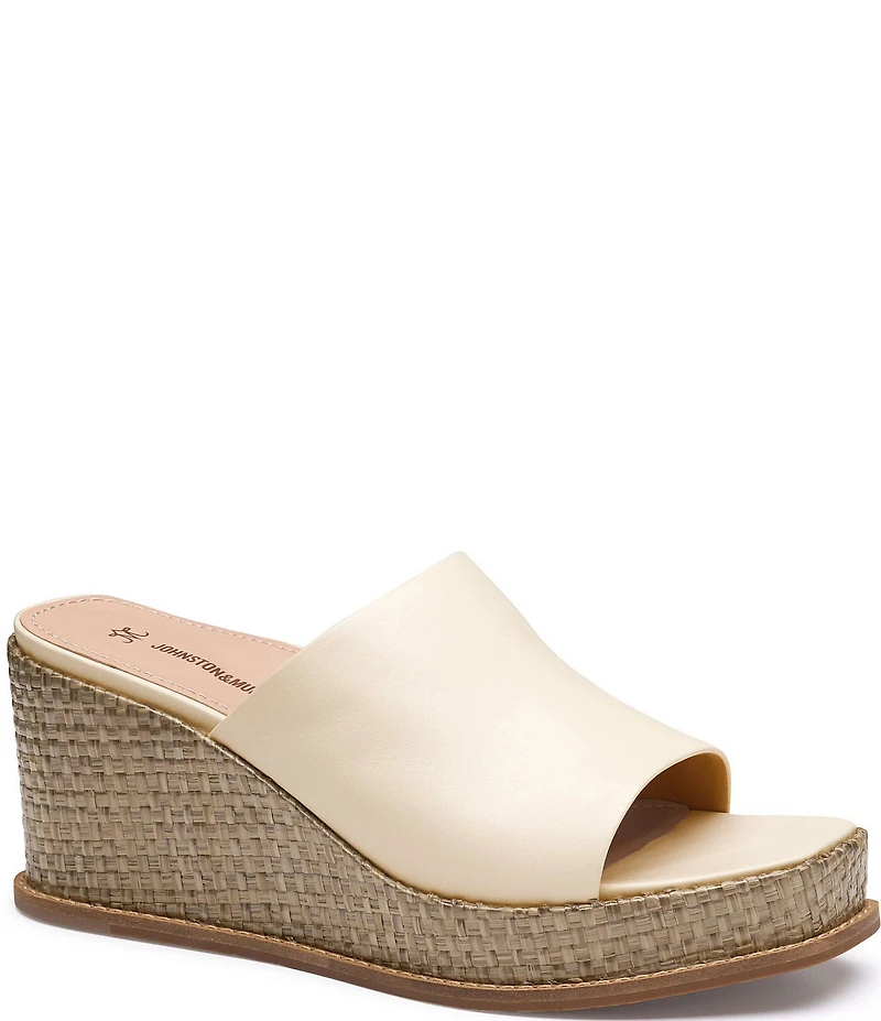 Johnston & Murphy Women's Mallory Leather Wedge Slide Sandals