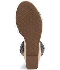 Johnston & Murphy Women's Marcia Leather Cross-Band Espadrille Platform Wedge Sandals