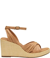 Johnston & Murphy Women's Marcia Leather Cross-Band Espadrille Platform Wedge Sandals