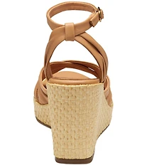 Johnston & Murphy Women's Marcia Leather Cross-Band Espadrille Platform Wedge Sandals