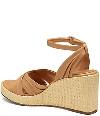 Johnston & Murphy Women's Marcia Leather Cross-Band Espadrille Platform Wedge Sandals