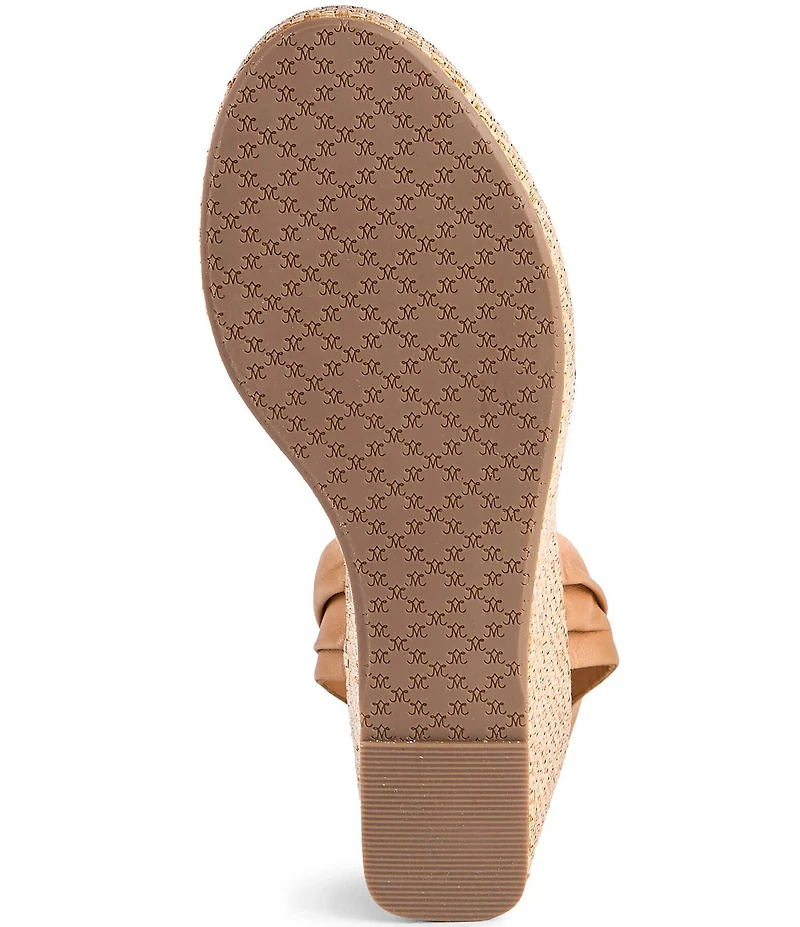 Johnston & Murphy Women's Marcia Leather Cross-Band Espadrille Platform Wedge Sandals