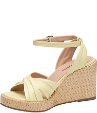 Johnston & Murphy Women's Marcia Leather Cross-Band Espadrille Platform Wedge Sandals