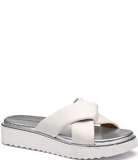 Johnston & Murphy Women's Mitzi Leather Knotted Platform Slide Sandals