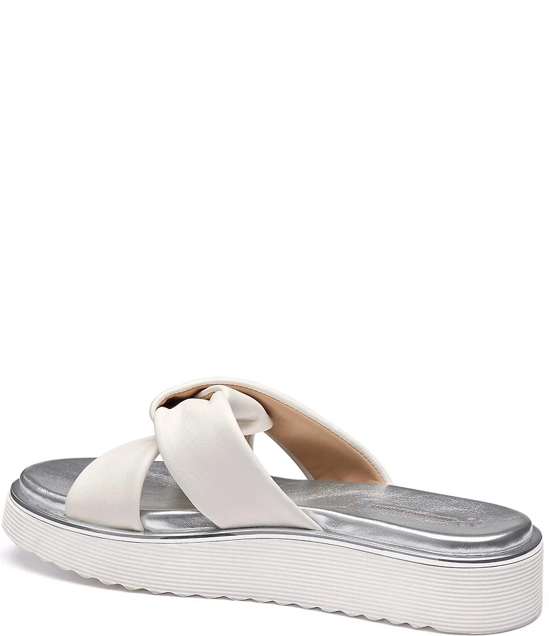 Johnston & Murphy Women's Mitzi Leather Knotted Platform Slide Sandals