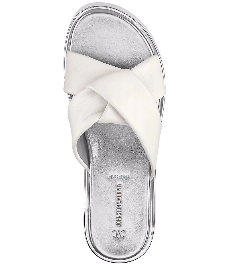 Johnston & Murphy Women's Mitzi Leather Knotted Platform Slide Sandals
