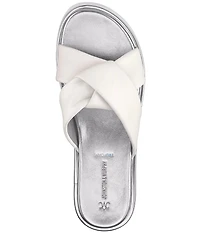 Johnston & Murphy Women's Mitzi Leather Knotted Platform Slide Sandals