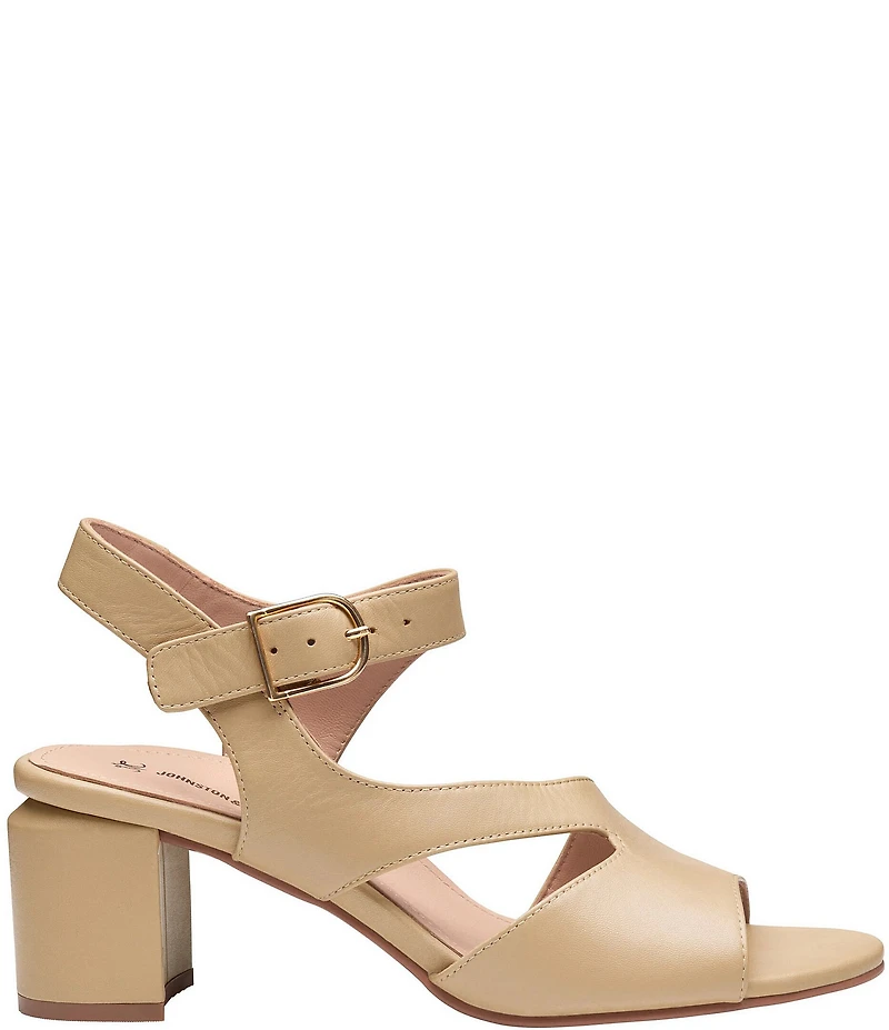 Johnston & Murphy Women's Samantha Nappa Leather Block Heel Asymmetrical Sandals