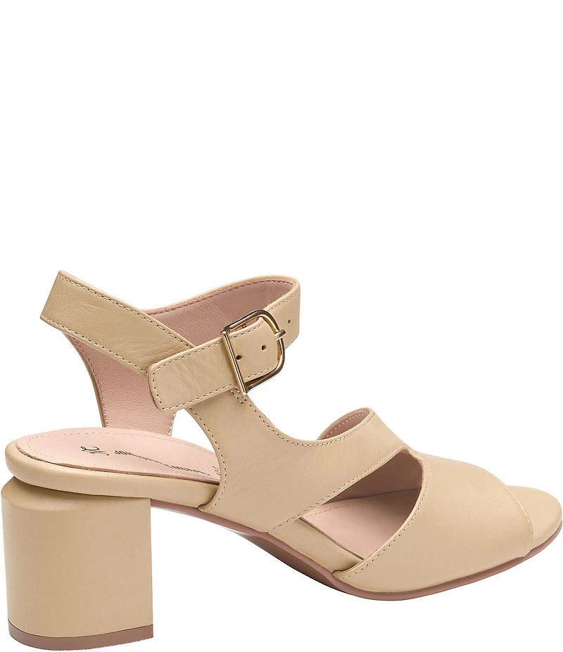 Johnston & Murphy Women's Samantha Nappa Leather Block Heel Asymmetrical Sandals