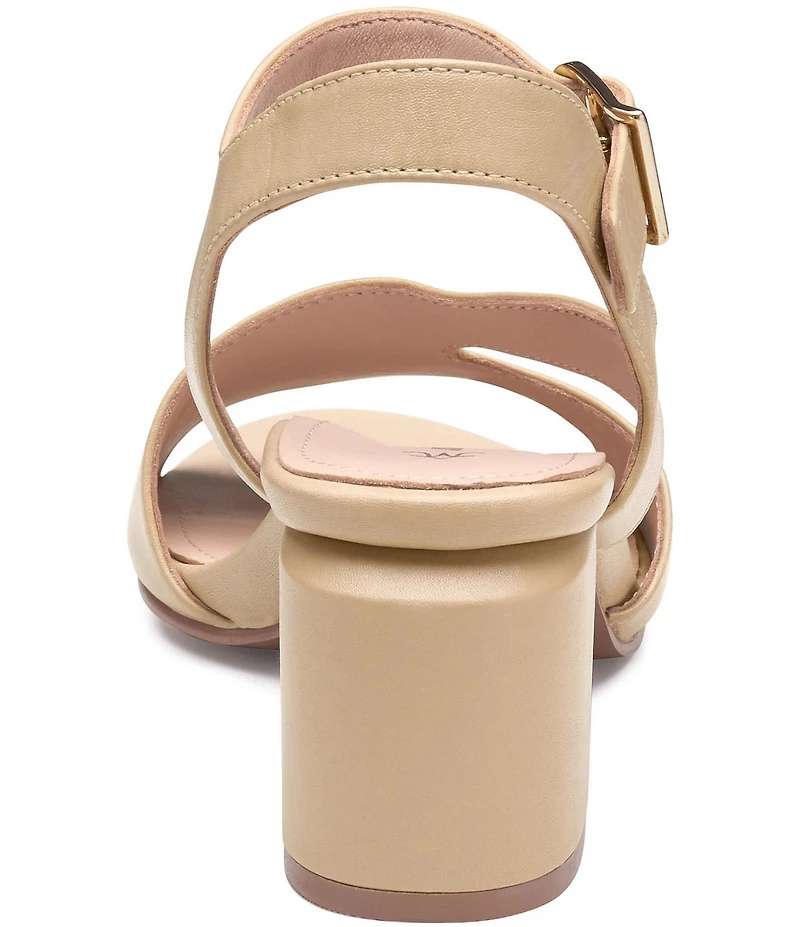 Johnston & Murphy Women's Samantha Nappa Leather Block Heel Asymmetrical Sandals