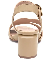 Johnston & Murphy Women's Samantha Nappa Leather Block Heel Asymmetrical Sandals