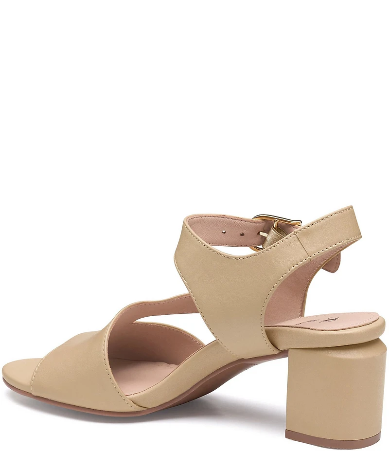 Johnston & Murphy Women's Samantha Nappa Leather Block Heel Asymmetrical Sandals