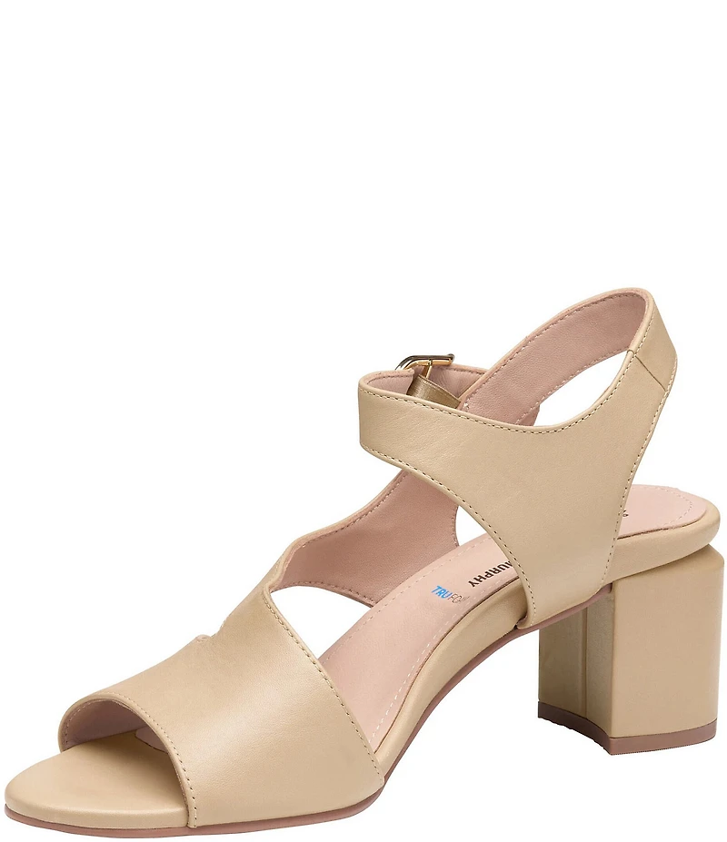 Johnston & Murphy Women's Samantha Nappa Leather Block Heel Asymmetrical Sandals