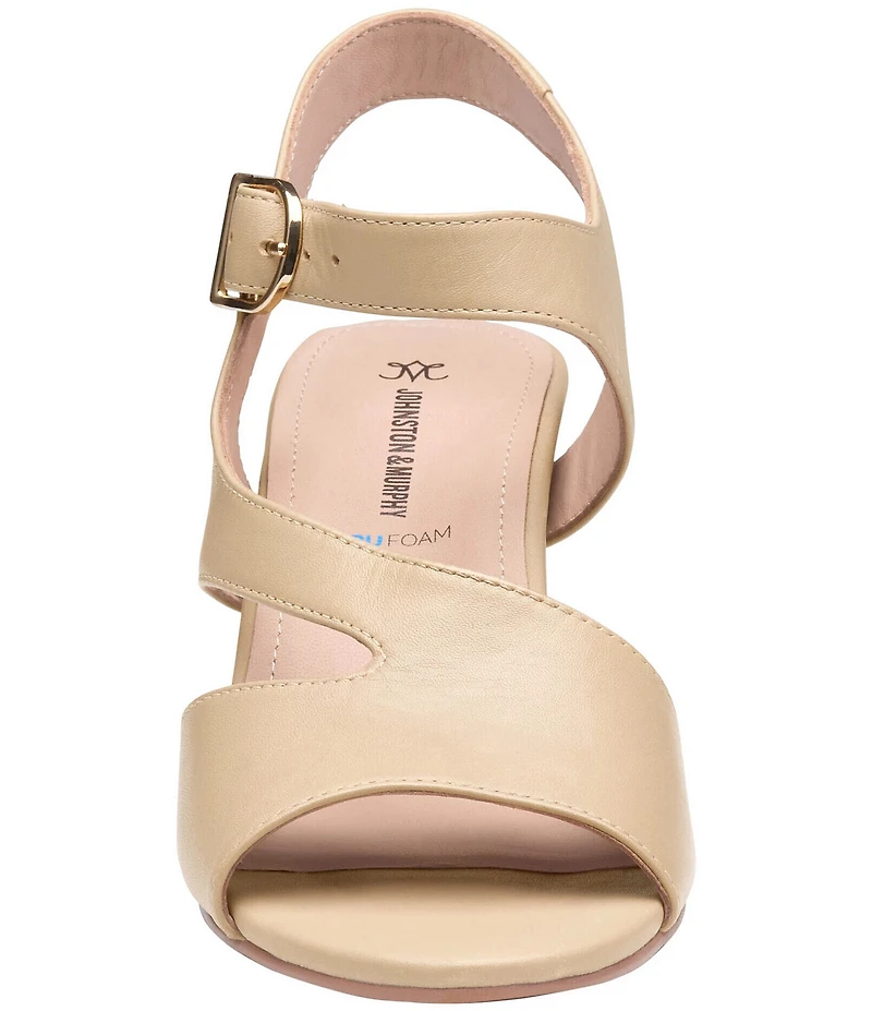Johnston & Murphy Women's Samantha Nappa Leather Block Heel Asymmetrical Sandals