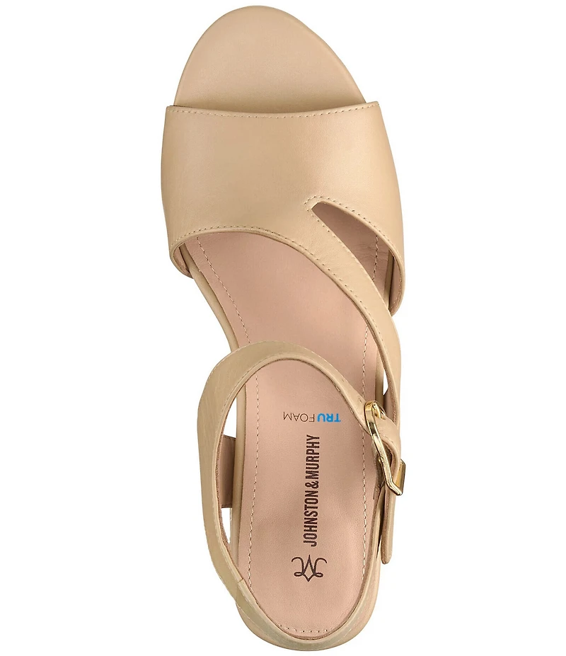 Johnston & Murphy Women's Samantha Nappa Leather Block Heel Asymmetrical Sandals