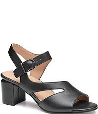 Johnston & Murphy Women's Samantha Nappa Leather Block Heel Asymmetrical Sandals