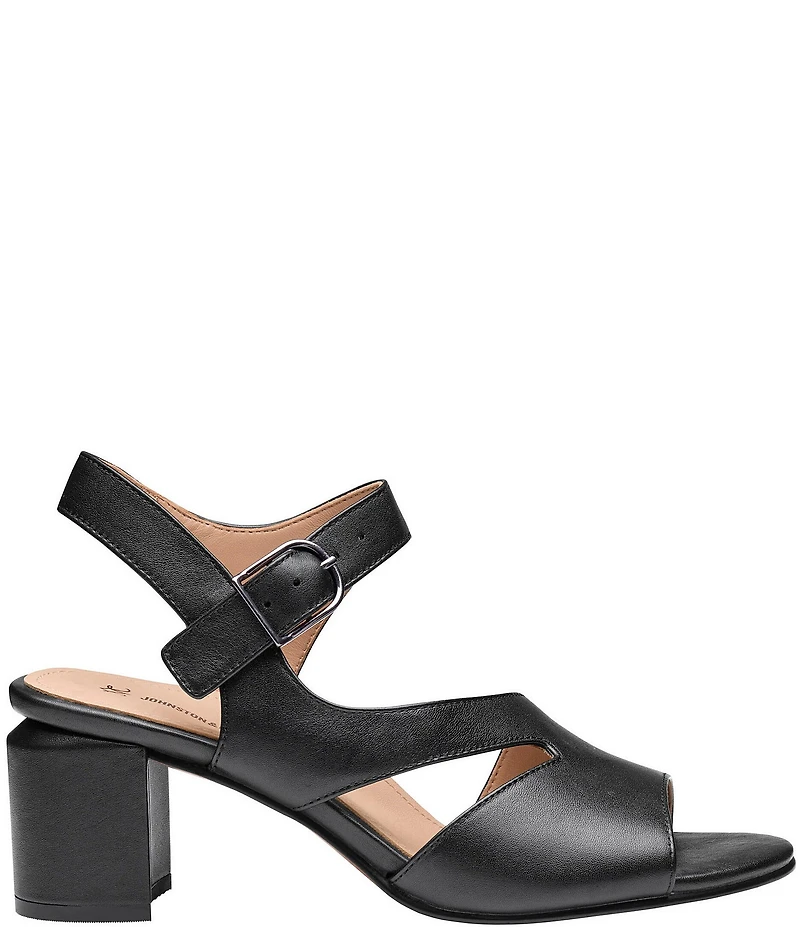 Johnston & Murphy Women's Samantha Nappa Leather Block Heel Asymmetrical Sandals