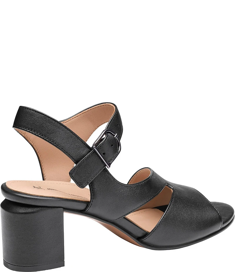 Johnston & Murphy Women's Samantha Nappa Leather Block Heel Asymmetrical Sandals