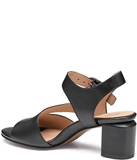 Johnston & Murphy Women's Samantha Nappa Leather Block Heel Asymmetrical Sandals