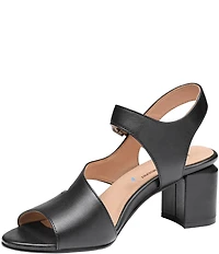 Johnston & Murphy Women's Samantha Nappa Leather Block Heel Asymmetrical Sandals