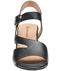 Johnston & Murphy Women's Samantha Nappa Leather Block Heel Asymmetrical Sandals