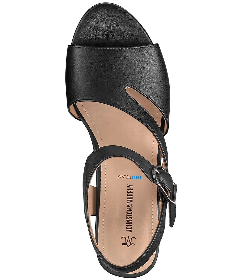 Johnston & Murphy Women's Samantha Nappa Leather Block Heel Asymmetrical Sandals