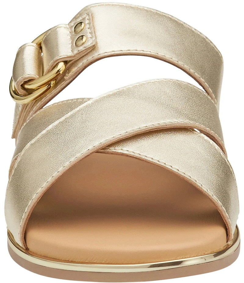 Johnston & Murphy Shayla Leather Cross-Band D-Ring Hardware Slide Sandals