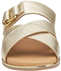 Johnston & Murphy Shayla Leather Cross-Band D-Ring Hardware Slide Sandals