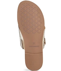 Johnston & Murphy Shayla Leather Cross-Band D-Ring Hardware Slide Sandals