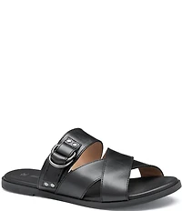 Johnston & Murphy Shayla Leather Cross-Band D-Ring Hardware Slide Sandals