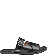 Johnston & Murphy Shayla Leather Cross-Band D-Ring Hardware Slide Sandals