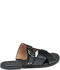 Johnston & Murphy Shayla Leather Cross-Band D-Ring Hardware Slide Sandals