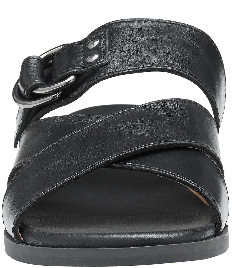 Johnston & Murphy Shayla Leather Cross-Band D-Ring Hardware Slide Sandals
