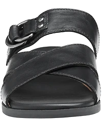 Johnston & Murphy Shayla Leather Cross-Band D-Ring Hardware Slide Sandals