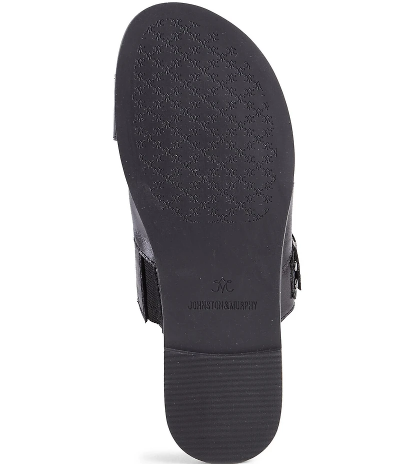 Johnston & Murphy Shayla Leather Cross-Band D-Ring Hardware Slide Sandals