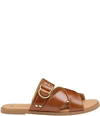 Johnston & Murphy Shayla Leather Cross-Band D-Ring Hardware Slide Sandals