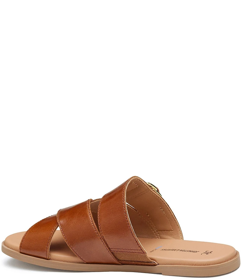 Johnston & Murphy Shayla Leather Cross-Band D-Ring Hardware Slide Sandals