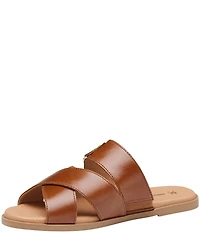 Johnston & Murphy Shayla Leather Cross-Band D-Ring Hardware Slide Sandals