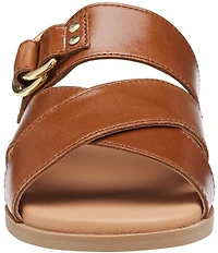 Johnston & Murphy Shayla Leather Cross-Band D-Ring Hardware Slide Sandals