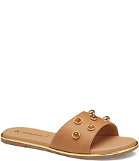 Johnston & Murphy Shayla Leather Stud Ornamented Slide Sandals