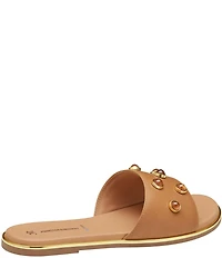 Johnston & Murphy Shayla Leather Stud Ornamented Slide Sandals