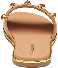 Johnston & Murphy Shayla Leather Stud Ornamented Slide Sandals
