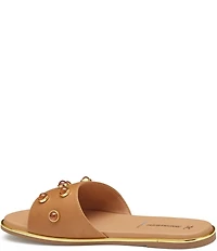 Johnston & Murphy Shayla Leather Stud Ornamented Slide Sandals