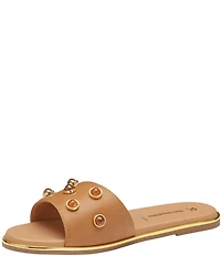 Johnston & Murphy Shayla Leather Stud Ornamented Slide Sandals