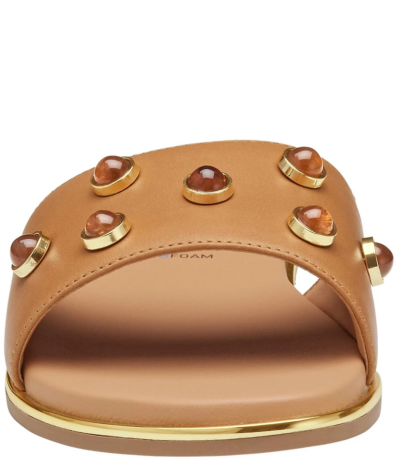 Johnston & Murphy Shayla Leather Stud Ornamented Slide Sandals