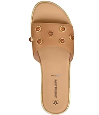 Johnston & Murphy Shayla Leather Stud Ornamented Slide Sandals