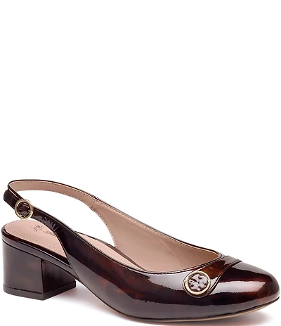 Johnston & Murphy Women's Sienna Patent Leather Button Slingback Pumps