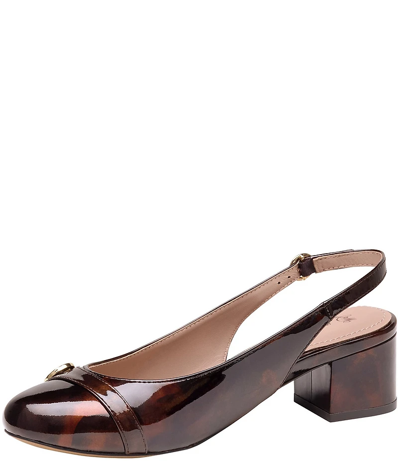 Johnston & Murphy Women's Sienna Patent Leather Button Slingback Pumps