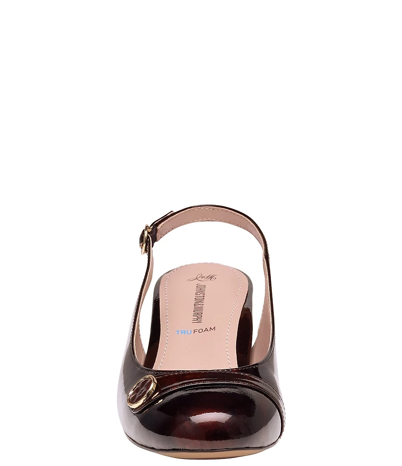 Johnston & Murphy Women's Sienna Patent Leather Button Slingback Pumps